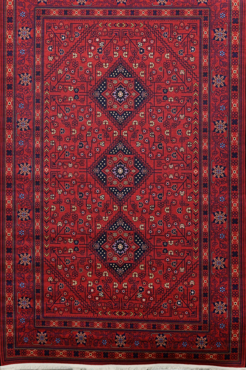Alkaffary Bashayer Area Rug, Living Room & Majlis Rug, Luxury Heritage Arabic Design High-Quality Materials, 165x260 cm, Red - Image 1